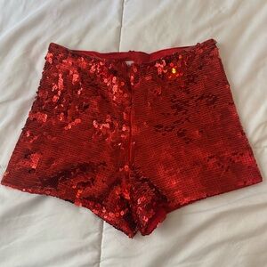 Glamorous Red Sequin High Waist Shorts - S/M